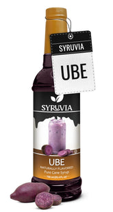 SYRUVIA envase frontal mostrando jarabe ube y beneficio visual
