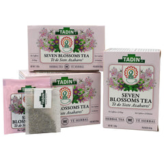 Tadin Seven Blossoms caja frontal mostrando bolsitas y marca, facilita elección rápida