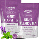 TAOISTEA empaque frontal Night Cleanse mostrando diseño y beneficios
