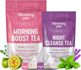 TAOISTEA empaque frontal mostrando el dúo mañanas y noches, práctico y natural