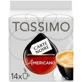 Tassimo Carte Noire Americano vista frontal del pack, conveniencia lista para usar