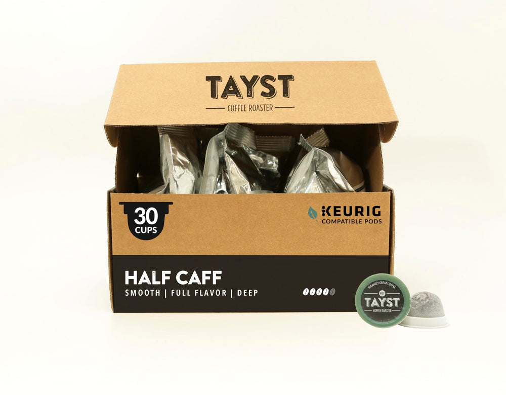 Tayst cápsula K-Cup frontal mostrando diseño compostable y sabor intenso