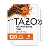 TAZO paquete delantero Pumpkin Spice Chai mostrando diseño y beneficios