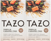 TAZO caja frontal de Vanilla Caramel Chai mostrando diseño y cantidad