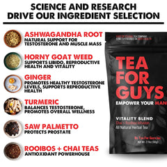 Tea For Guys hojas de las hierbas clave resaltando calidad natural