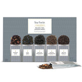 Caja Tea Forte Single Steeps frente mostrando las 15 bolsitas y diseño elegante
