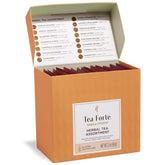 Tea Forte caja frente mostrando 15 sobres porcionados y variedad de sabores