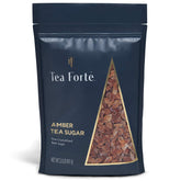 Tea Forte frente del paquete de azúcar en piedra ámbar, presentación elegante y práctica