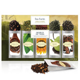 Tea Forte paquete frontal World of Teas mostrando variedad premium y atractivo regalo