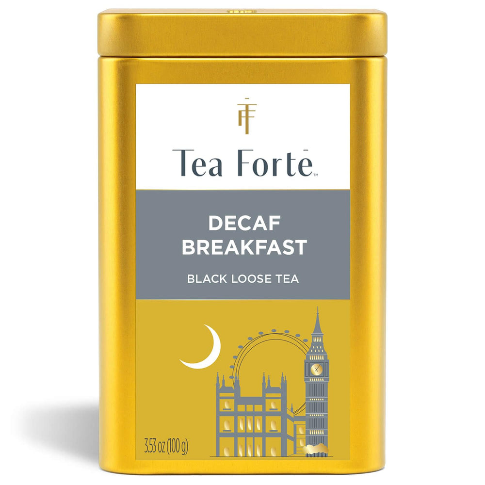 Tea Forte lata frontal mostrando el diseño y conservación del té