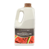 Tea Zone etiqueta frontal de botella mostrando sabor sandía y tamaño 64 fl oz, ideal para negocios
