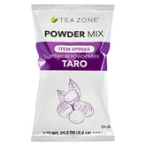 TEA ZONE empaque frontal del polvo taro mostrando marca y tamaño
