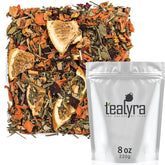 Tealyra empaque frontal mostrando mezcla cítrica y sin cafeína