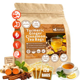 TeaTrail frente del empaque kraft resellable mostrando la marca y cantidad