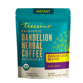 Teeccino empaque frontal mostrando mezcla instantánea y porciones