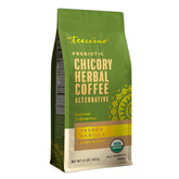 Teeccino envase frontal mostrando sabor French Vanilla y su beneficio sin cafeína