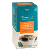 Teeccino frente del empaque mostrando la marca y beneficio sin cafeína