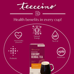 Teeccino taza tipo latte con espuma cremosa lista para beber