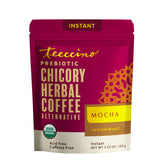 Teeccino frontal del envase mostrando nombre y tamaño, útil para identificar el producto