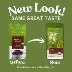 Teeccino taza humeante en manos que transmite calidez sin cafeína