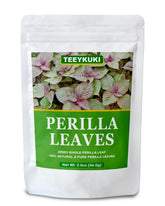 TEEYKUKI empaque frontal mostrando hojas de perilla secas y selladas, conserva frescura