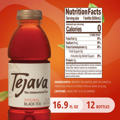 Tejava etiqueta trasera con información nutricional y beneficios claros