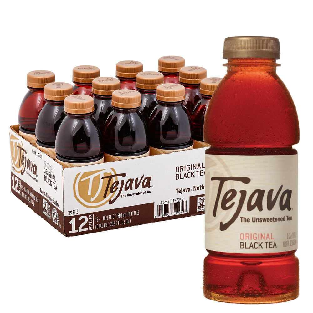 Tejava botella frontal 16.9 fl oz mostrando etiqueta y beneficio sin azúcar