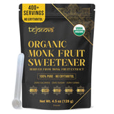 tejonova frente del empaque que muestra monk fruit orgánico y beneficios