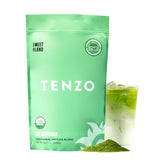 Tenzo Matcha frente del empaque mostrando tamaño y marca, ideal para uso frecuente