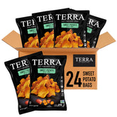 Terra bolsa frontal de Sweet Potato chips mostrando diseño y beneficio práctico
