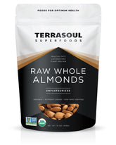 Terrasoul Superfoods paquete frontal mostrando almendras orgánicas y frescura