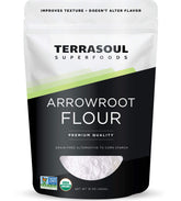 Terrasoul Superfoods empaque frontal de arrurruz mostrando diseño y peso