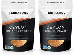 Terrasoul Superfoods envase frontal de canela Ceilán orgánica mostrando la marca y tamaño