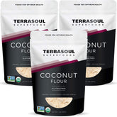 Terrasoul Superfoods empaque frontal mostrando 3 paquetes y beneficios