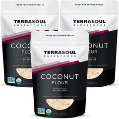 Terrasoul Superfoods empaque frontal mostrando 3 paquetes y beneficios