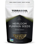 Terrasoul semillas de calabaza frente del paquete resellable, conserva frescura