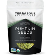 Terrasoul Superfoods paquete frontal semillas de calabaza, fácil identificación y calidad
