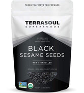 Terrasoul semillas de sésamo negro frente del envase con beneficio de conservación