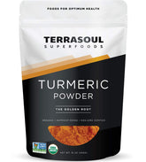 Terrasoul Superfoods bolsa de cúrcuma orgánica 16 oz, presentación clara y práctica