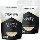 Terrasoul Superfoods frente del empaque con sellos orgánicos y claro beneficio de calidad