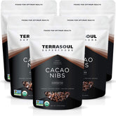 Terrasoul Superfoods empaque frontal de cinco paquetes resellables con beneficio de conservación