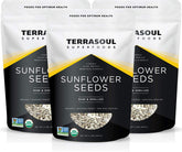 Terrasoul Superfoods paquete frontal mostrando semillas peladas y beneficio de formato grande
