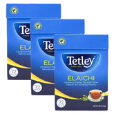 Tetley paquete frontal con 72 bolsitas Elaichi mostrando diseño y conveniencia