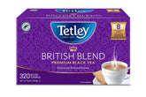 Tetley empaque frontal British Blend mostrando cantidad y marca, recibe sabor consistente