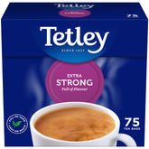 Tetley frontal caja mostrando 75 bolsitas y marca Tetley, presentación clara