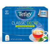 Tetley caja frontal 72 bolsitas mostrando marca y conveniencia