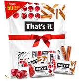 That’s it. frente del paquete cereza-canela mostrando pack de 50 unidades y conveniencia