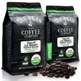The Bean Coffee Company frontal del paquete mostrando marca y beneficio de tueste oscuro