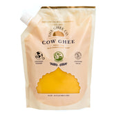 The Ghee Co. bolsa recarga frontal mostrando etiqueta y certificaciones para confianza
