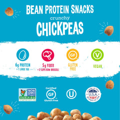 The Good Bean bolsa abierta con garbanzos listos para comer, perfecto como snack práctico